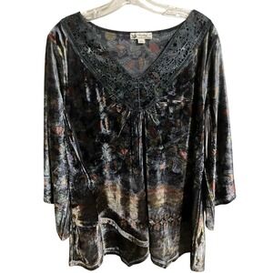 Boho Artsy Velvet Tunic Top UnityWorld Festival Whimsygoth Romantic Dark Goth 1X